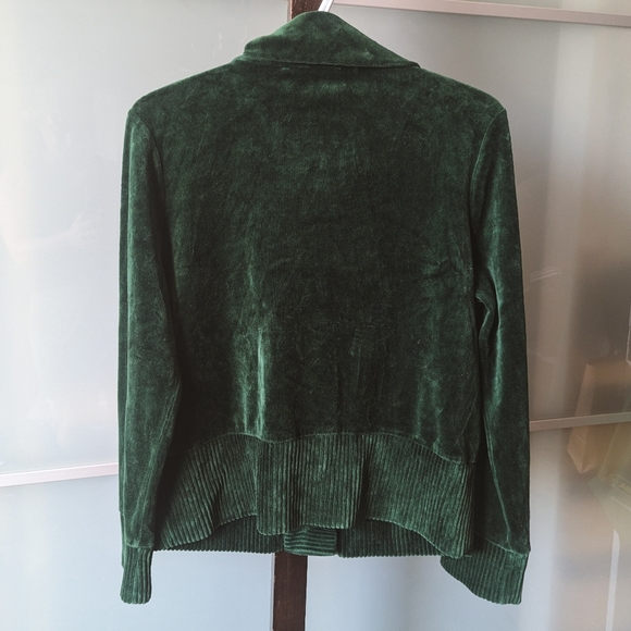 Beautiful Emerald Green Velour Cardigan by Jones New York - size Small - Picture 8 of 9
